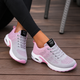 Women's white perforated mesh lace-up walking shoes with cushioned sole