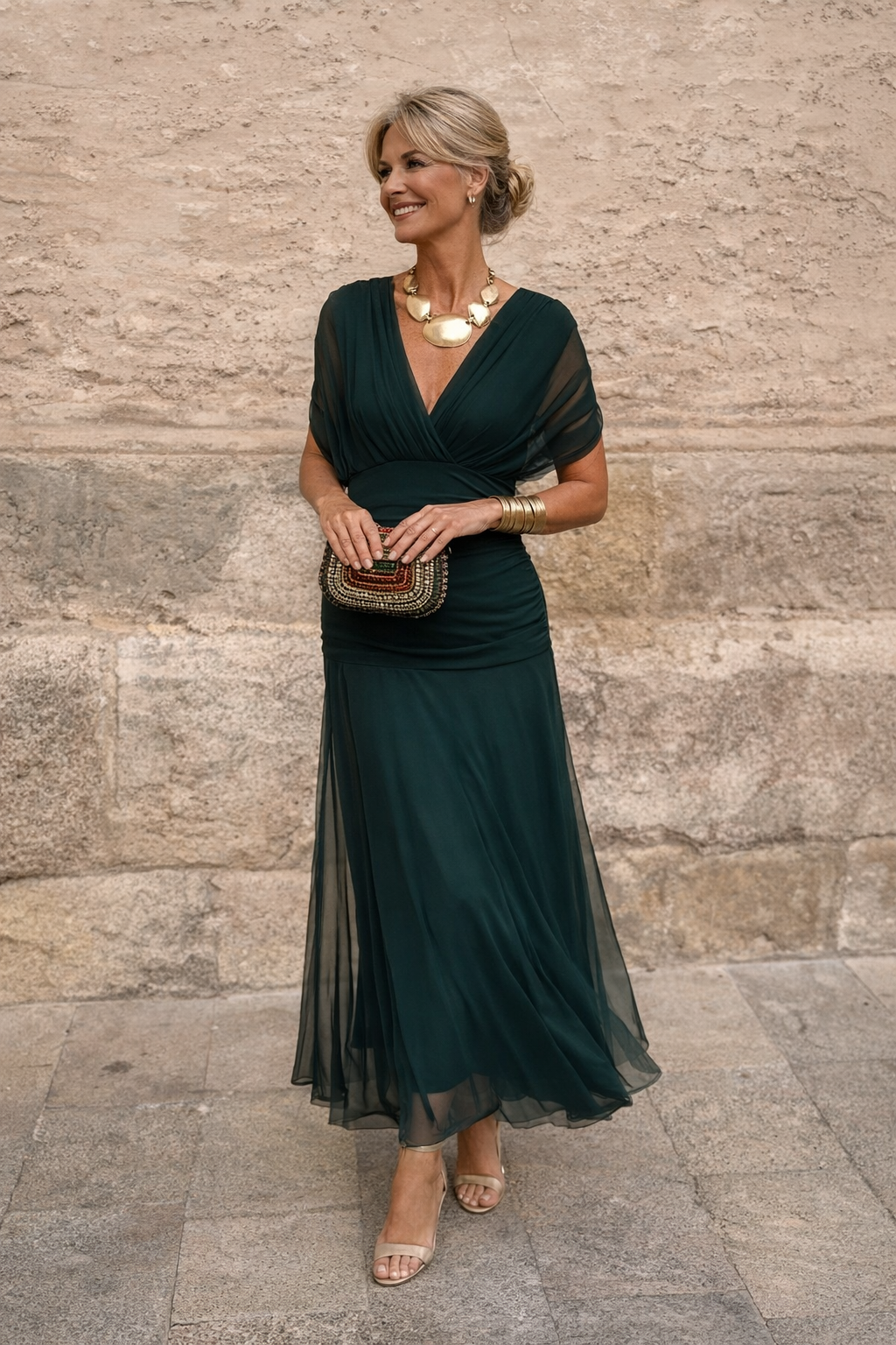 Maxi Dress with V-Neck for Women
