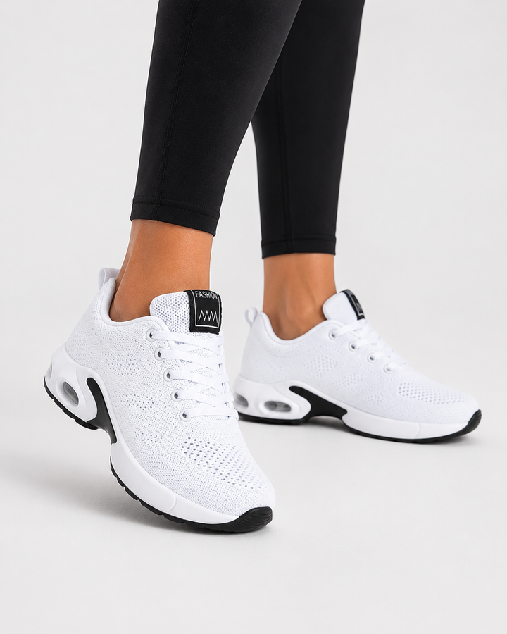 Women's knit sneakers with lace-up front and sculpted sole