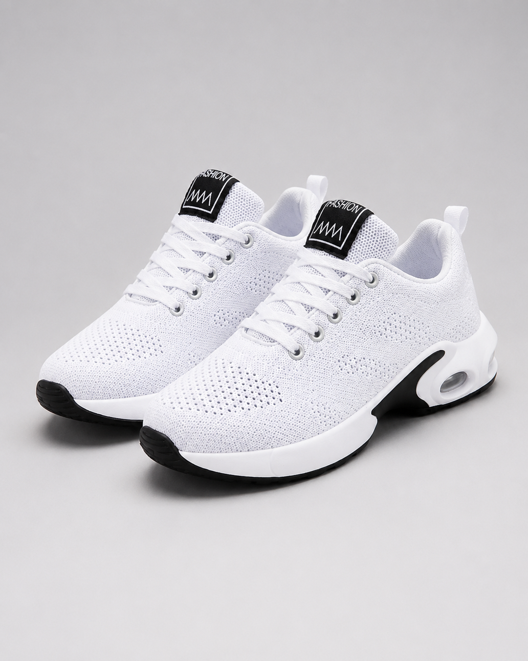 Women's knit sneakers with lace-up front and sculpted sole