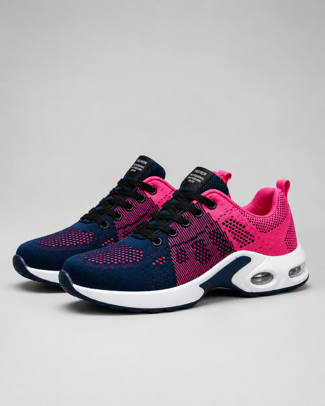 Women's knit sneakers with lace-up front and sculpted sole