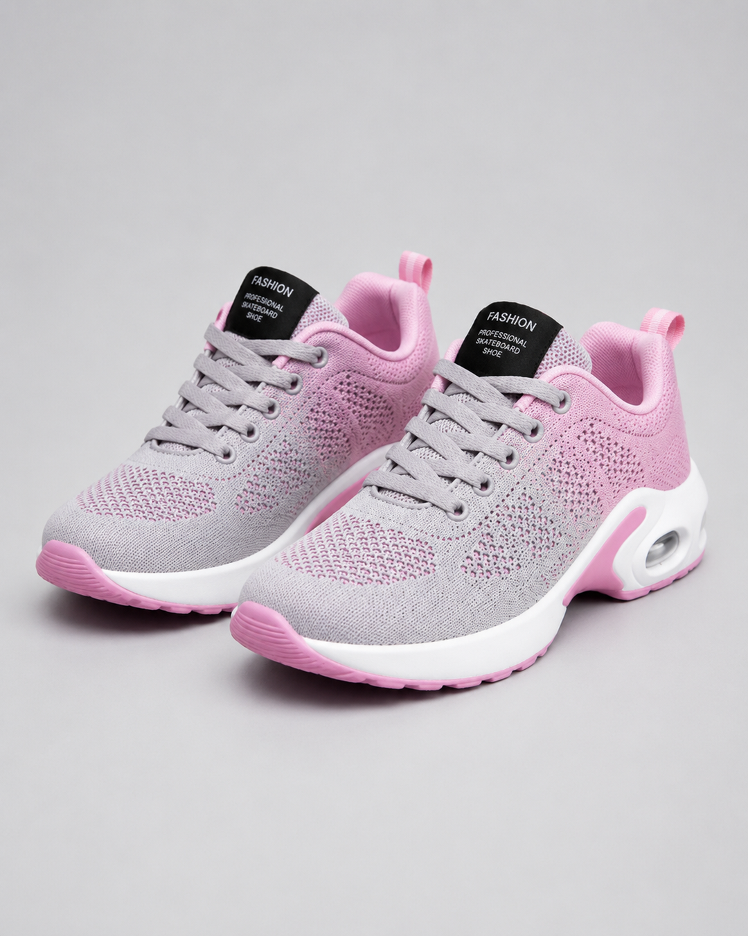 Women's knit sneakers with lace-up front and sculpted sole