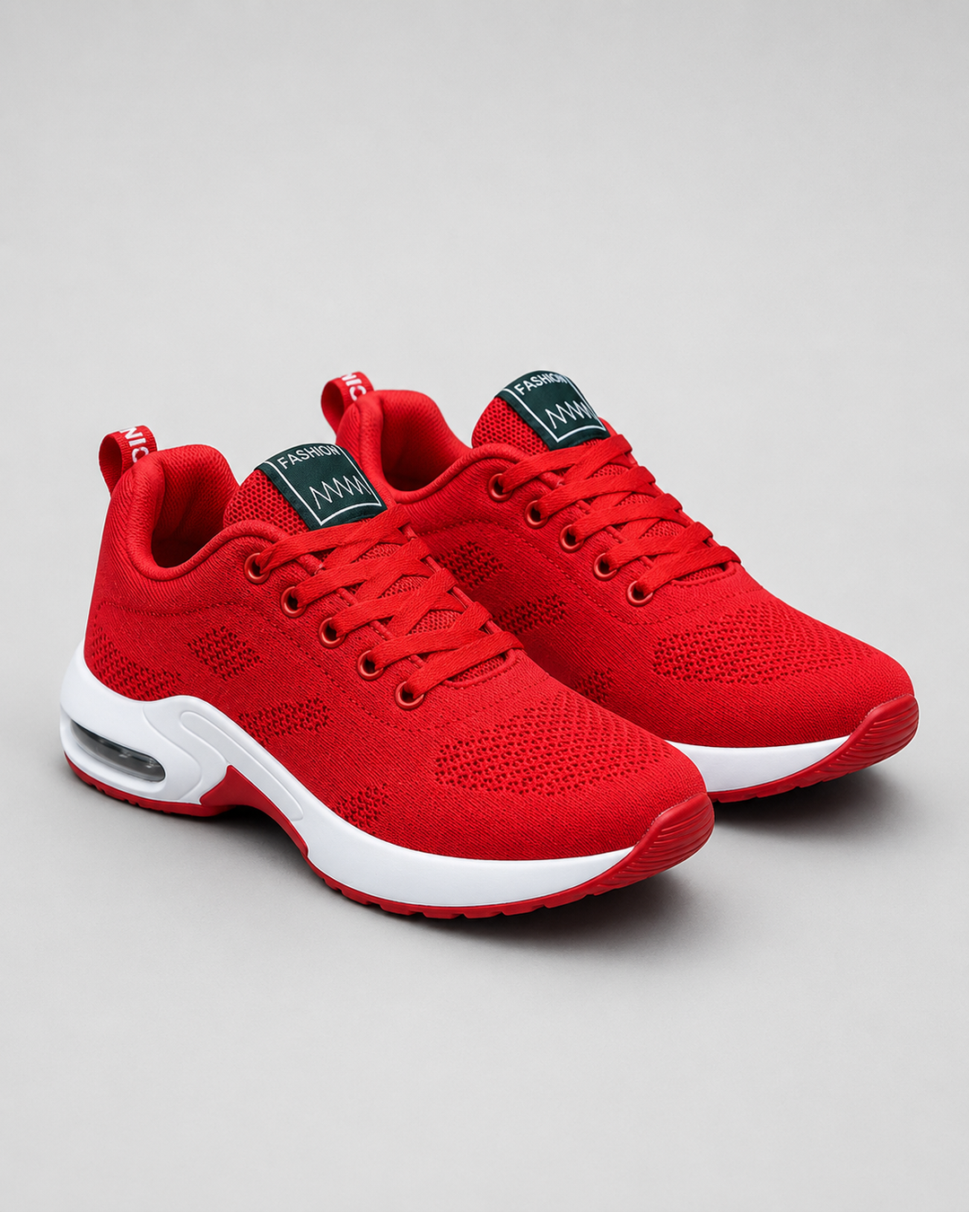 Women's knit sneakers with lace-up front and sculpted sole