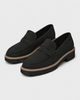 Women's penny loafers with round toe and lug sole
