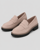 Women's penny loafers with round toe and lug sole