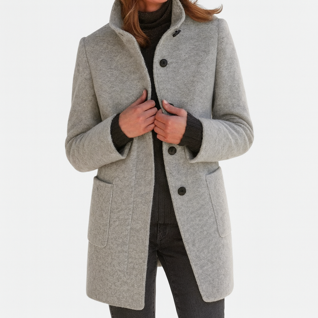 Women's Classic Structured Coat in Gray | Bellmere