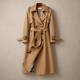 Women's double-breasted trench coat with belt and checked lining