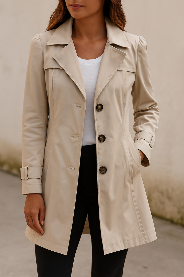 Women's double-breasted trench coat with flap pockets