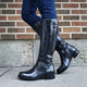 Women's Classic Round Toe Knee-High Boots in Red - View 2 | Bellmere