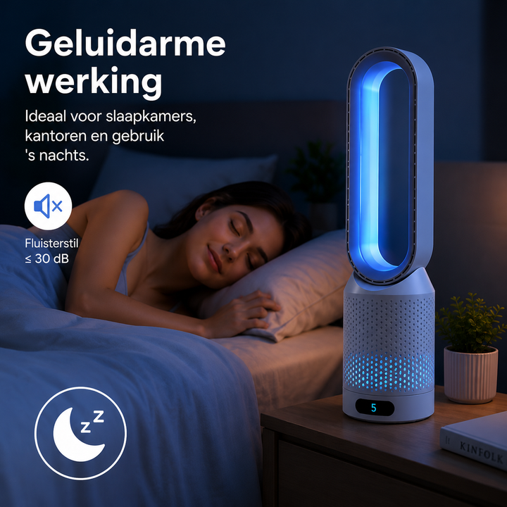 3-in-1 bladeless air cooler with perforated grille and digital display