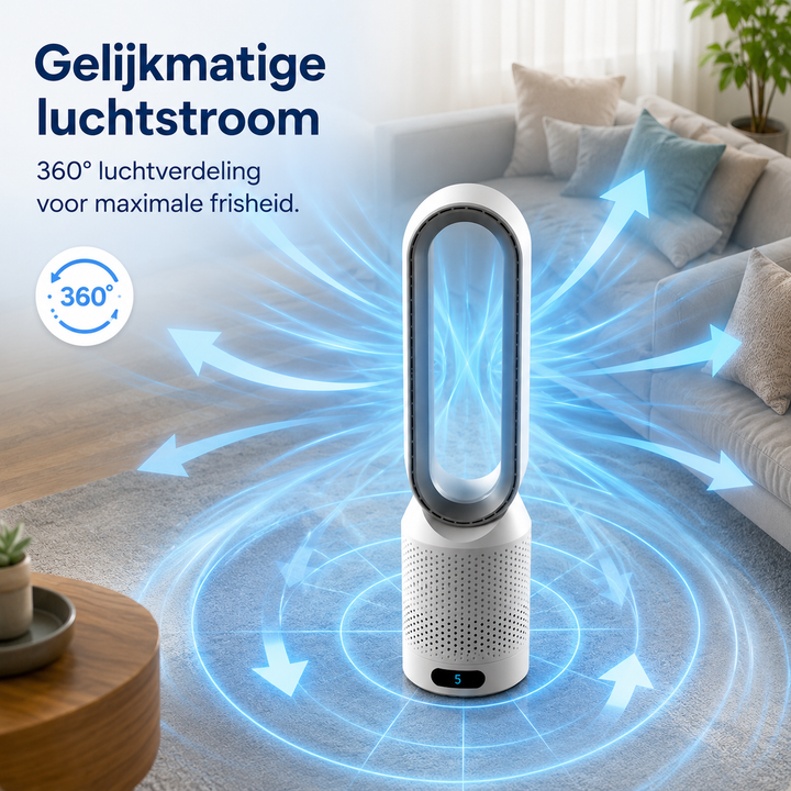 3-in-1 bladeless air cooler with perforated grille and digital display