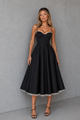 Corset Bodice Midi Dress for Women, Full Pleated Skirt