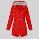Women's longline hooded parka jacket with drawstrings and zip front