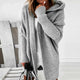 Women's long hooded knit cardigan with button front and ribbed trims