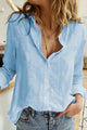 Women's Button-Front Blouse, V-Neck, Long Sleeve