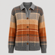 Women's multicolor checked knit cardigan with shirt collar, buttons and front pockets