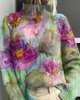 Women's long-sleeve roll neck jumper with an all-over floral and botanical graphic
