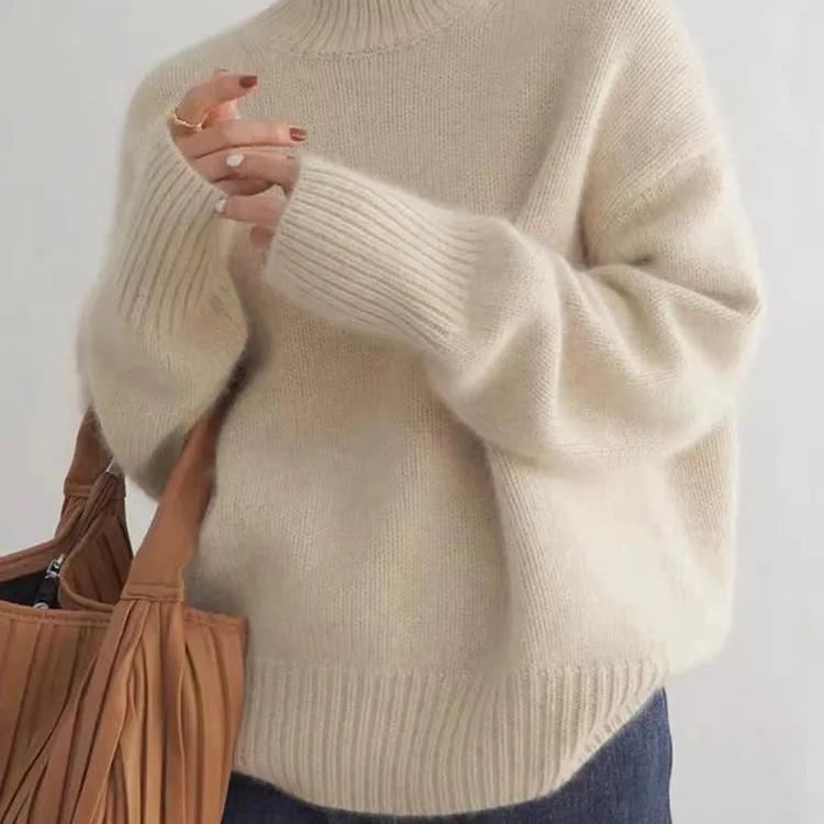 Women's oversized turtleneck knit sweater
