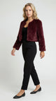 Women's cropped faux fur jacket with round neckline and long sleeves