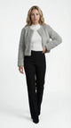 Women's cropped faux fur jacket with round neckline and long sleeves