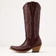 Women's knee-high embroidered western cowboy boots with pointed toes