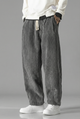 Men's wide-leg corduroy trousers with drawstring waist and gathered hems