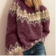 Women's Fair Isle knit sweater with patterned yoke, crew neckline and long sleeves