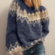 Women's Fair Isle knit sweater with patterned yoke, crew neckline and long sleeves