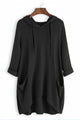 Women's longline hooded tunic hoodie with three-quarter sleeves and side pockets
