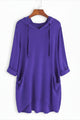 Women's longline hooded tunic hoodie with three-quarter sleeves and side pockets