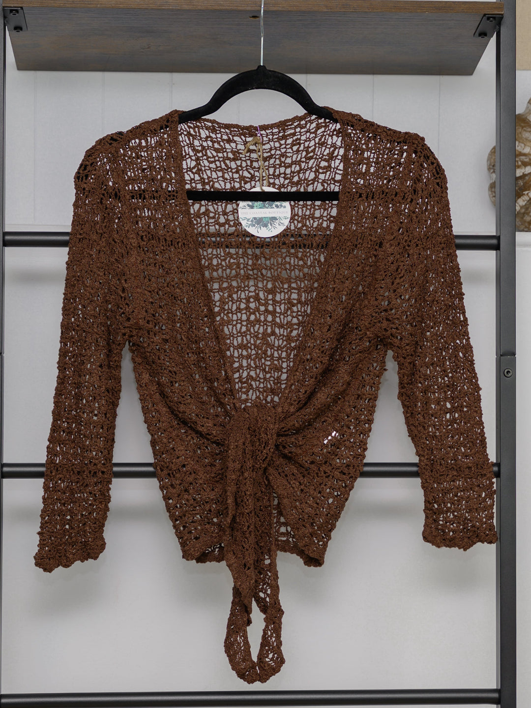 Popcorn Ikat Tie Front Cardigan