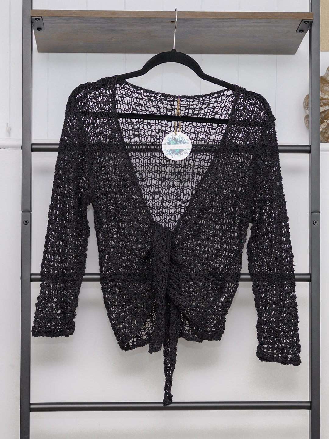 Popcorn Ikat Tie Front Cardigan