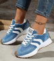 Women's low-top lace-up sneakers with contrast side stripes and raised sole