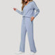 Women's knitted lounge set with V-neck top and trousers