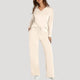 Women's knitted lounge set with V-neck top and trousers