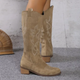 Women's knee-high embroidered cowboy boots with low block heels
