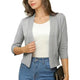 Women's open front cropped cardigan with three-quarter sleeves