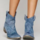 Women's Western ankle boots with low heels and side pull tabs