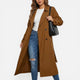 Women's long double-breasted trench coat with lapel collar and button fastening