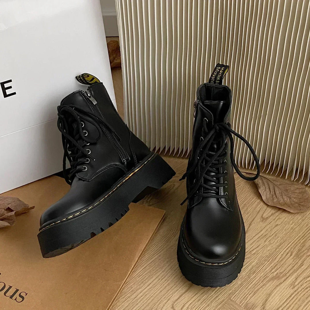 Women's classic leather platform boots