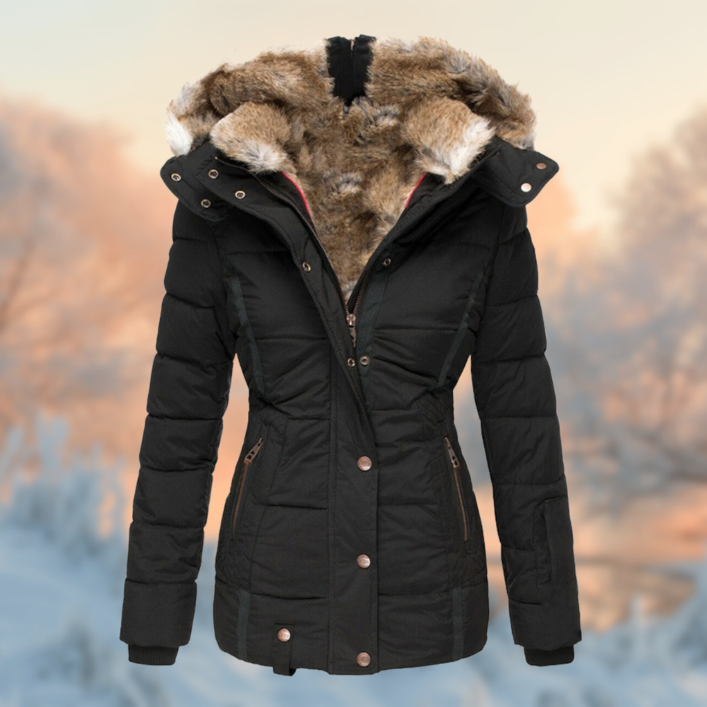 Women's fur lined hooded puffer jacket