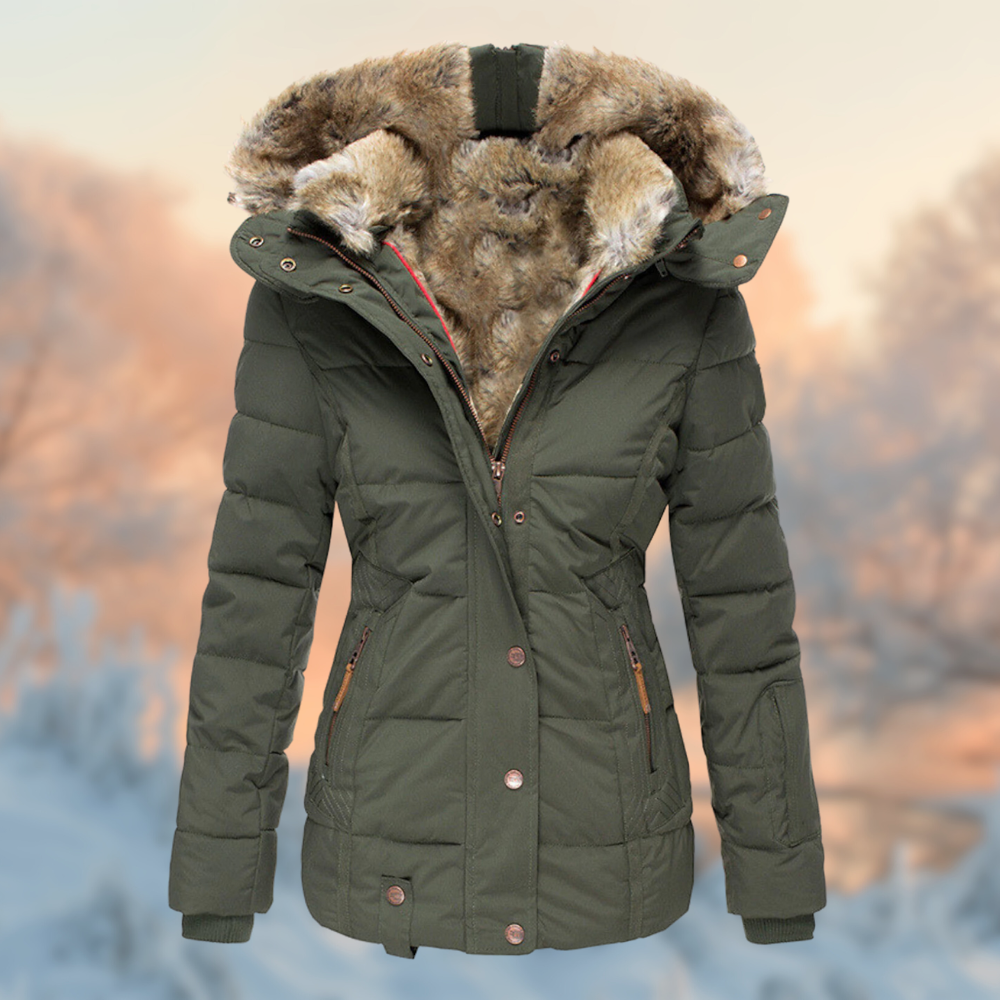 Women's fur lined hooded puffer jacket