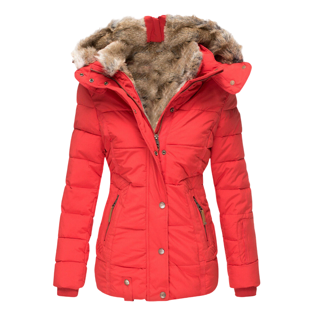 Women's fur lined hooded puffer jacket