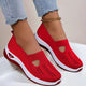 Women's Knit Mesh Slip-On Sneakers with Cut-Out Vamp
