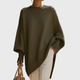 Women's oversized poncho sweater with crew neck and batwing sleeves