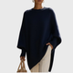 Women's oversized poncho sweater with crew neck and batwing sleeves