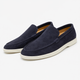 Unisex slip-on loafers with moc toe stitching and flat sole