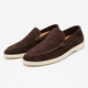 Unisex slip-on loafers with moc toe stitching and flat sole