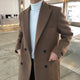 Women's long double-breasted overcoat with notched lapels and pockets