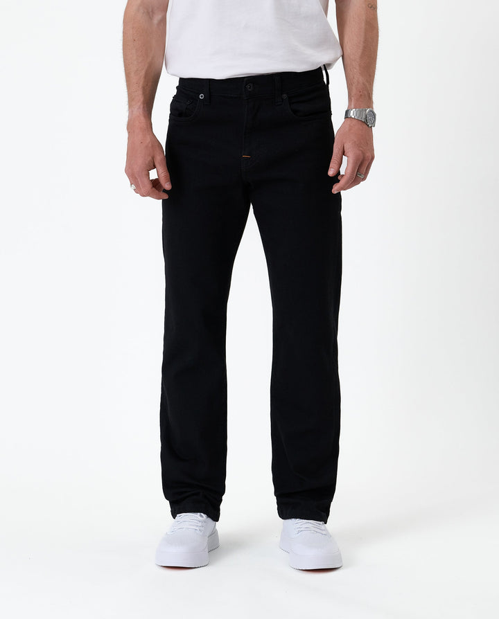 Black straight-fit jeans with five-pocket design